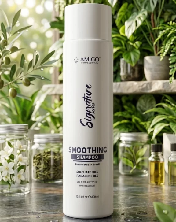 A professional shampoo formulated in Brazil for after- smoothing and chemically treated hair. This gentle cleansing formula helps remove impurities while detangling, softening, and supporting the cosmetic result of smoothing treatments.