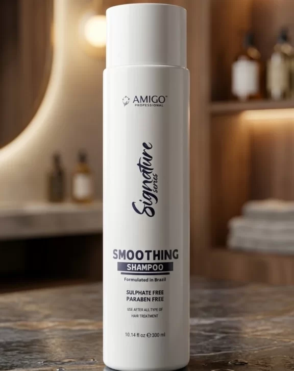 A professional shampoo formulated in Brazil for after- smoothing and chemically treated hair. This gentle cleansing formula helps remove impurities while detangling, softening, and supporting the cosmetic result of smoothing treatments.