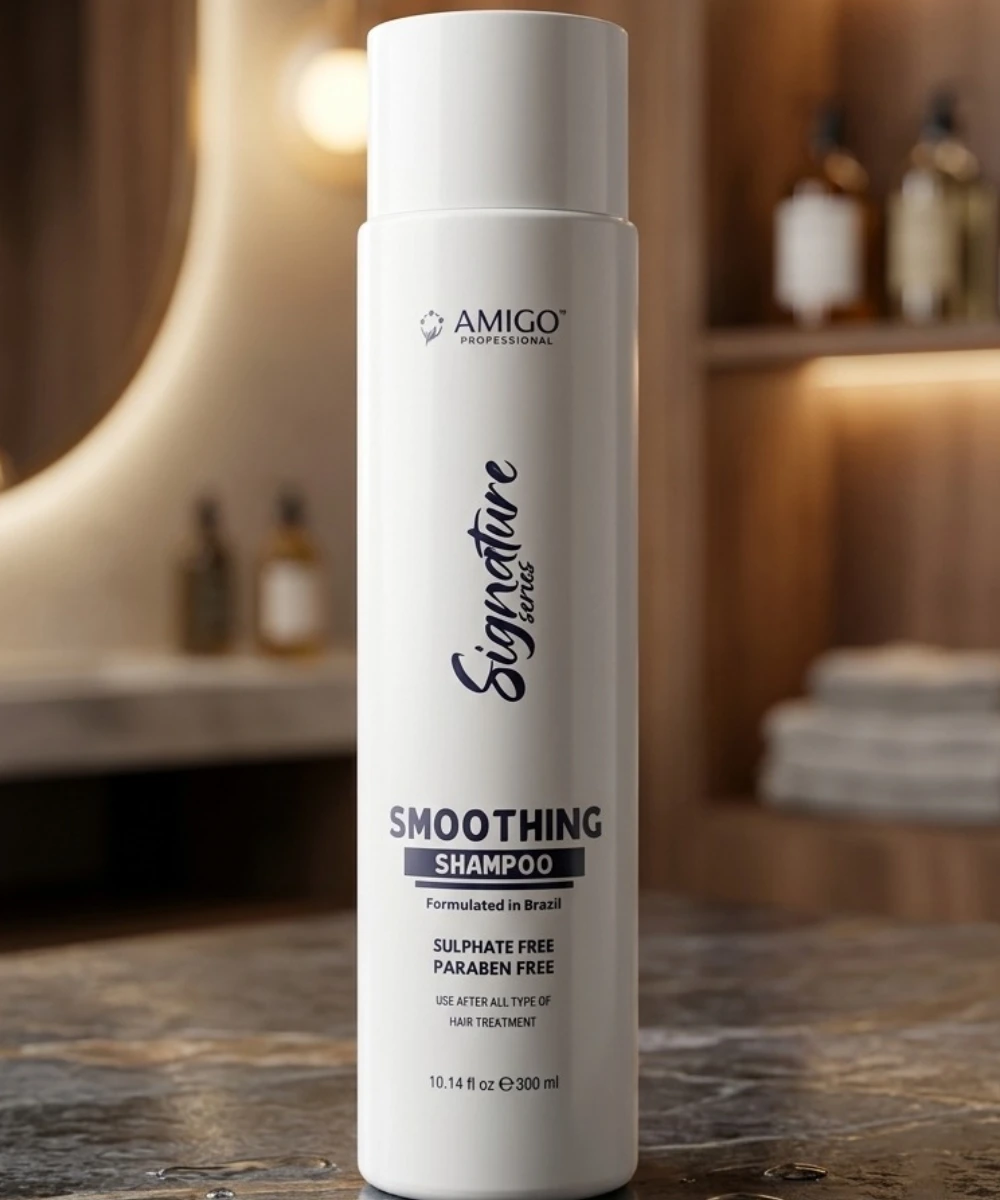 A professional shampoo formulated in Brazil for after- smoothing and chemically treated hair. This gentle cleansing formula helps remove impurities while detangling, softening, and supporting the cosmetic result of smoothing treatments.